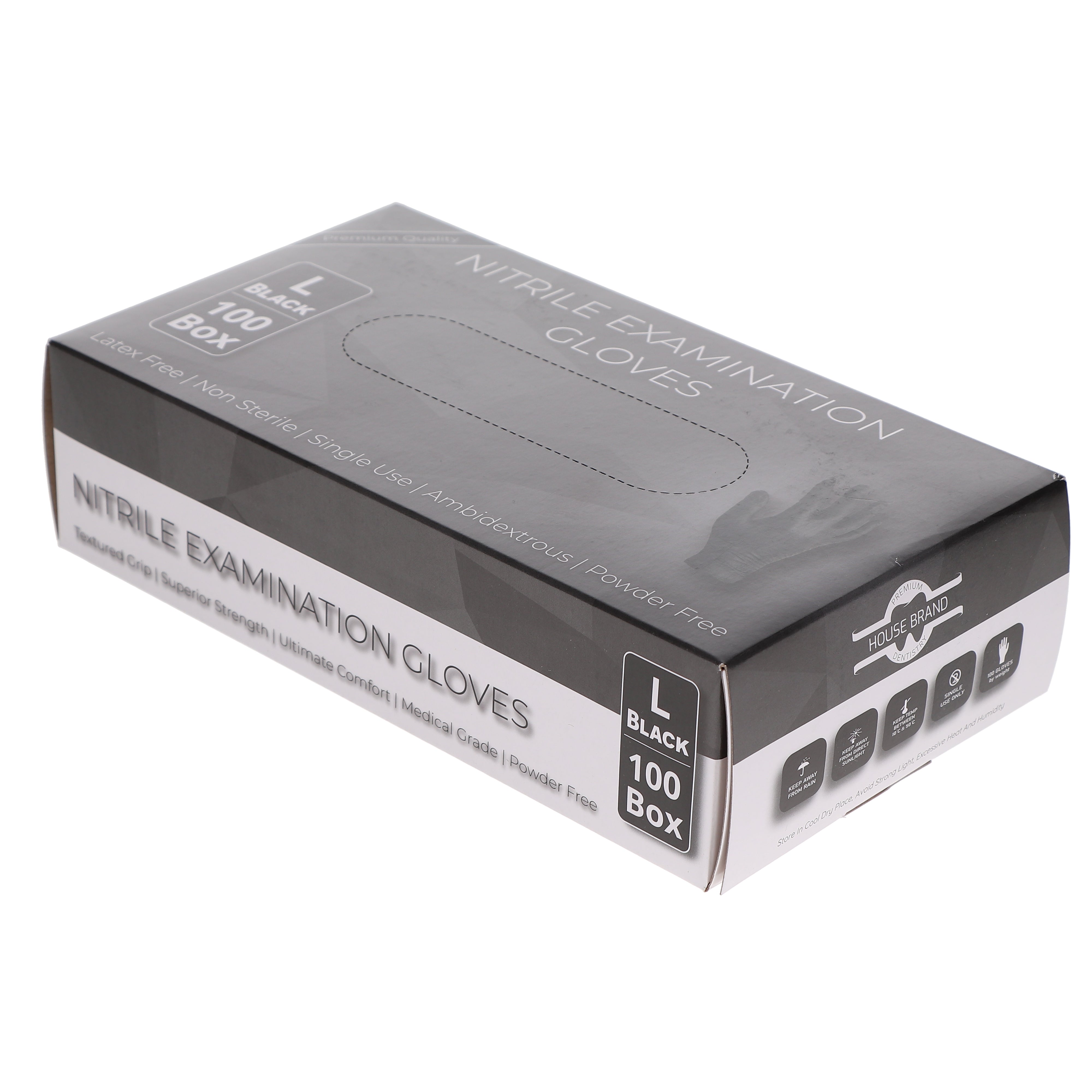 House Brand Dentistry 119143 HSB Nitrile Exam Gloves Large Black 100/Bx House Brand Dentistry 119143 HSB Nitrile Exam Gloves Large Black 100/Bx